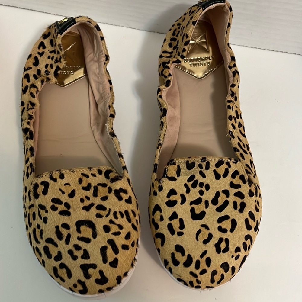 Ballerina flats foldable shoes size 9 leopard print light calf hair - Picture 4 of 11